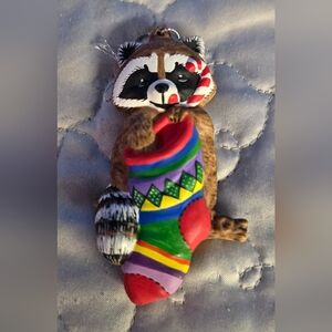 BB5 Cute Raccoon Christmas Tree Ornament - Woodland Creatures 3.5in